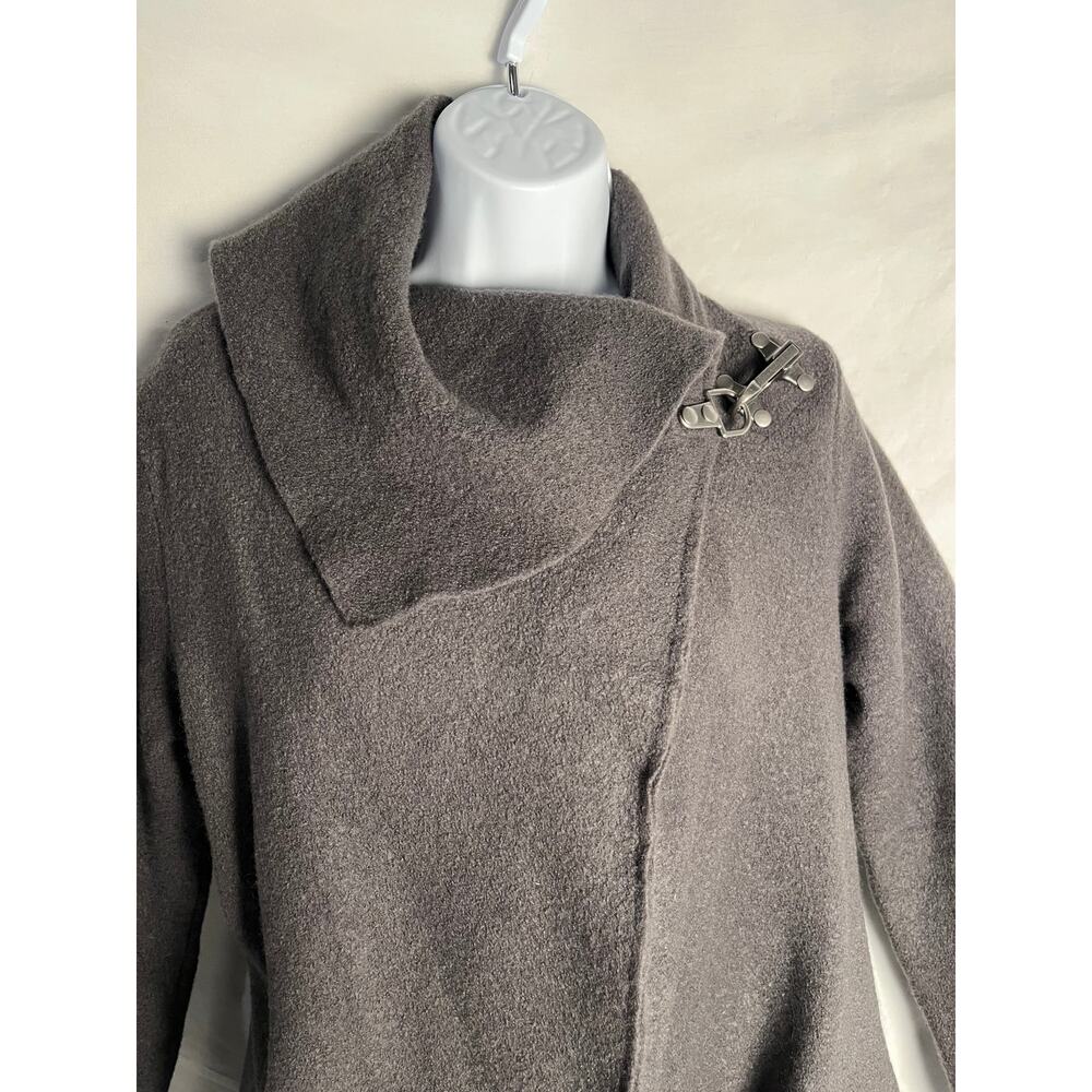 Garnet Hill Wool Blend Asymmetrical Wrap Coat Gray Size 06 Elegant Warm